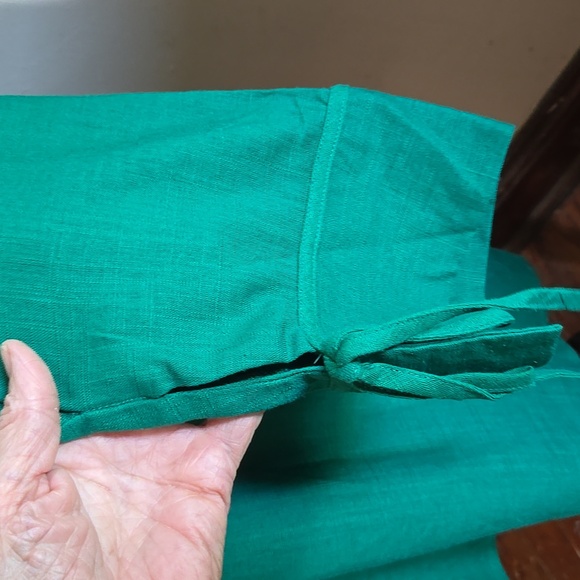 NWT Ashley Stewart Green Button Front V-Neck Shirt Size 16 Tie Wide Cuff Hi-Low - Picture 4 of 9